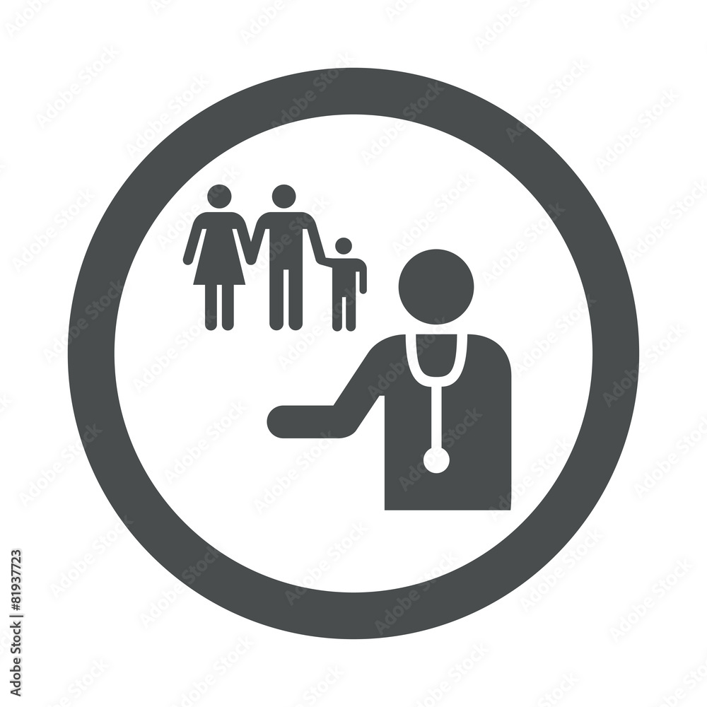 Icono redondo medico de familia gris