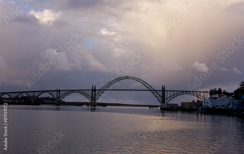 Fototapeta Naklejka Na Ścianę i Meble -  Yaquina bridge at sunset in Newport, Oregont.
