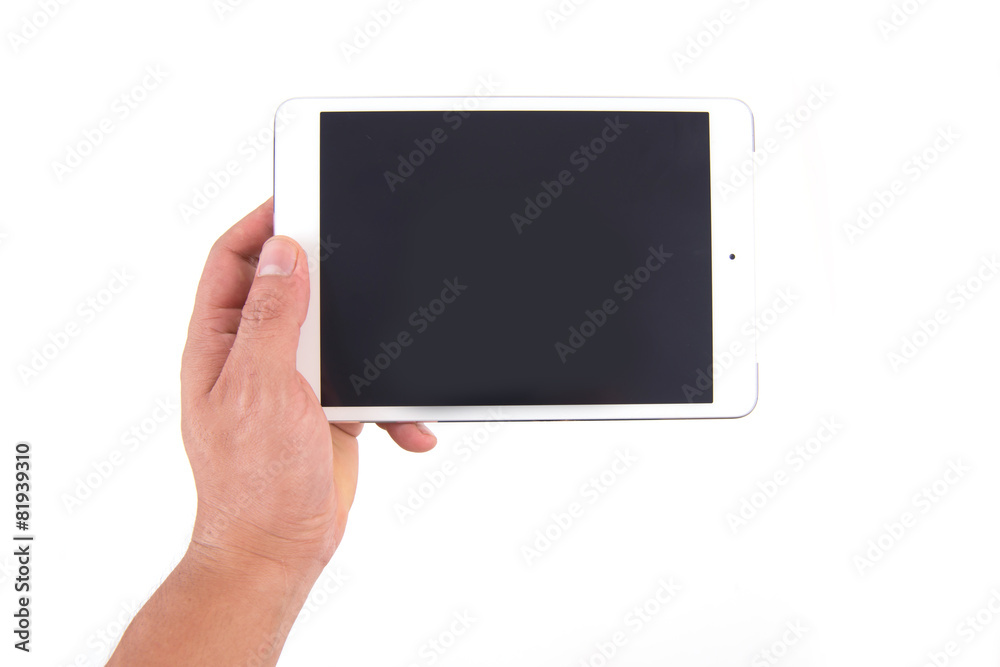 hand hold white tablet