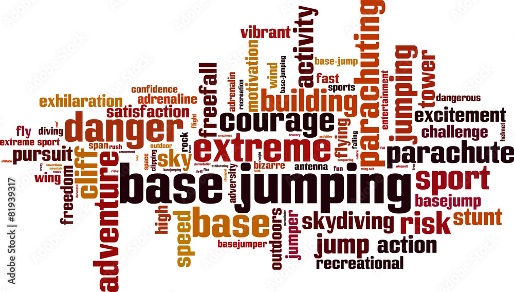 BASE jumping word cloud concept. Vector illustration BASE jumping word cloud concept. Vector illustration