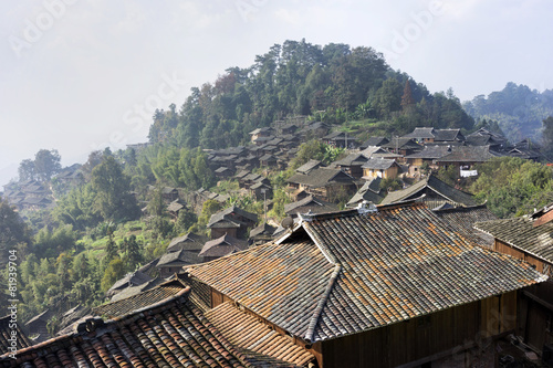 Rooftop View of a Remote Village in China