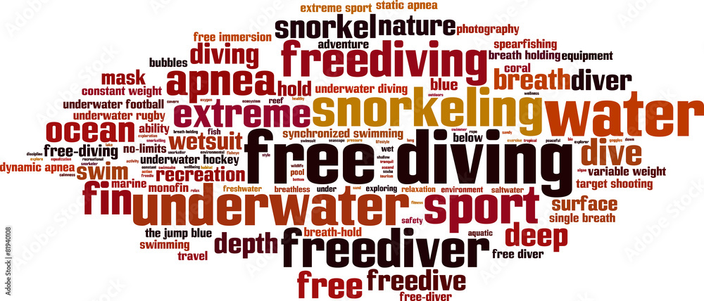 Free diving word cloud concept. Vector illustration