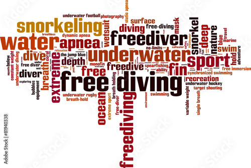 Free diving word cloud concept. Vector illustration