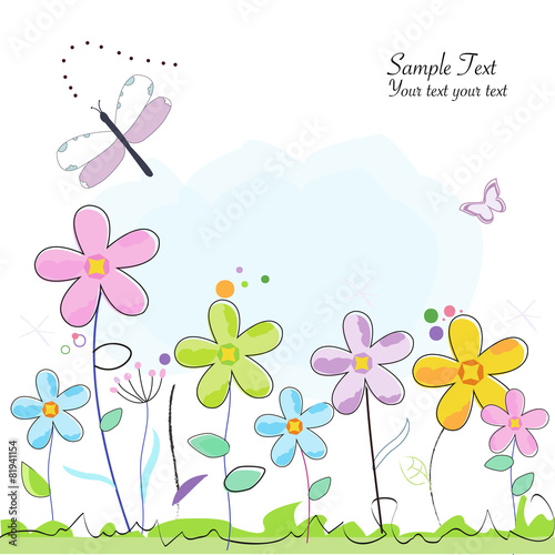 Colorful abstract summer flower greeting card