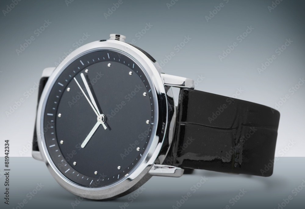 Accessary. Hand watch, macro, isolated,leather wrist let with Accessary. Hand watch, macro, isolated,leather wrist let with
