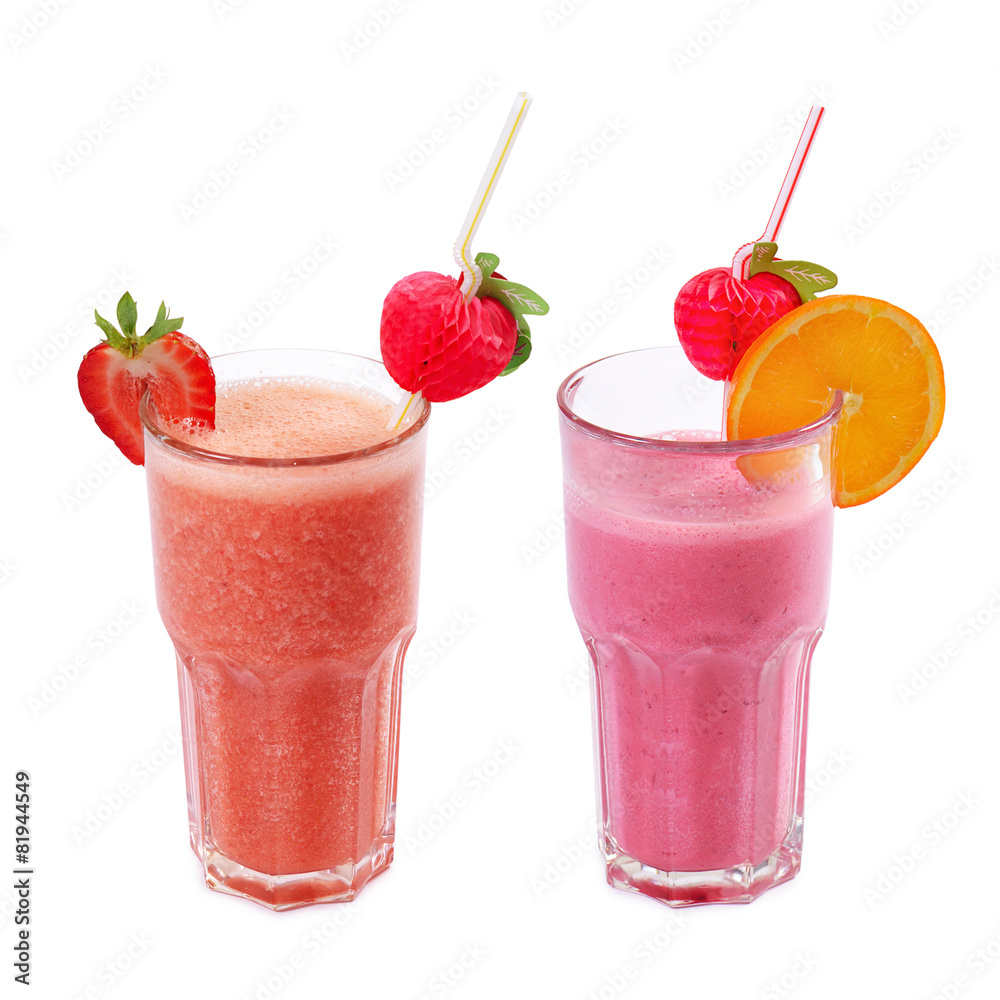 Freshening strawberry smoothie isolated on white Freshening strawberry smoothie isolated on white