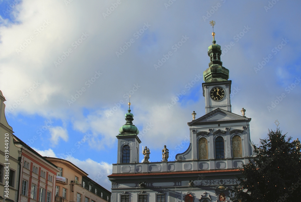 Fototapeta premium Town hall building. Ceske Budejovice, Czech Republic