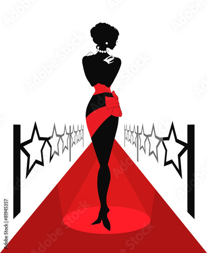 Woman silhouette on a red carpet. Isabelle series