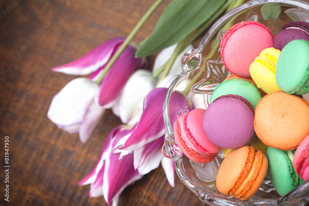 Delicious colorful biscuits in bowl ( macaroon) Delicious colorful biscuits in bowl ( macaroon)