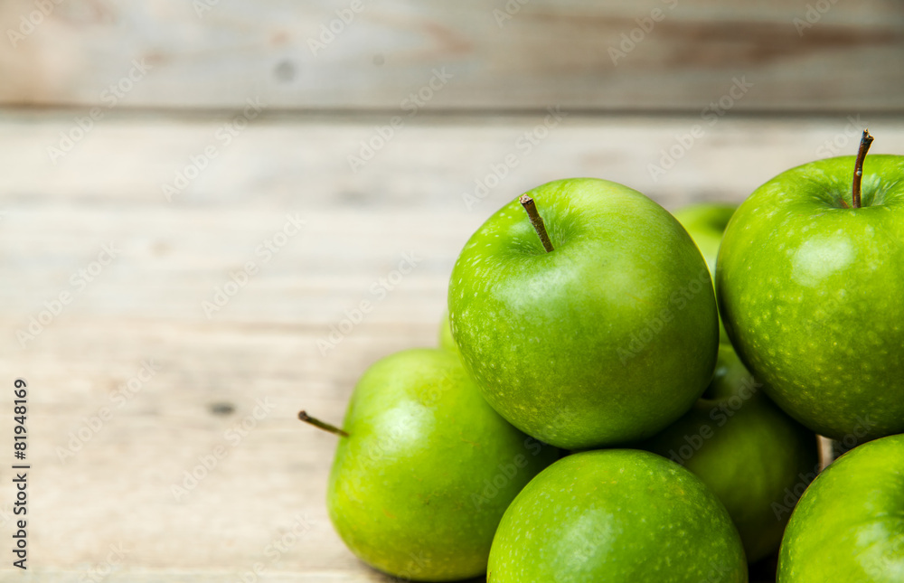 fruit. green apples on wooden background fruit. green apples on wooden background