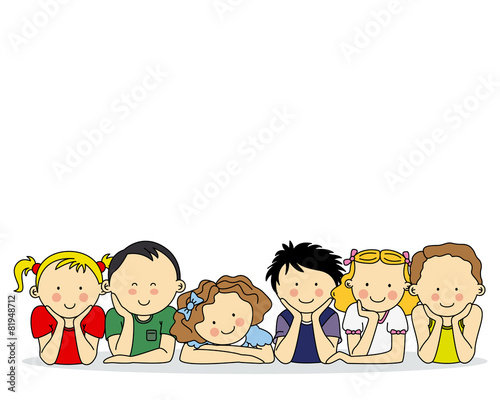 group of happy children. Space for text or photo