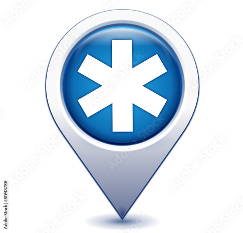 ambulance sur marqueur géolocalisation bleu