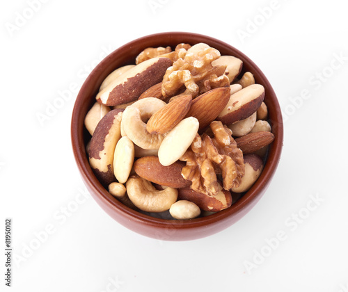 Mix nuts on white background