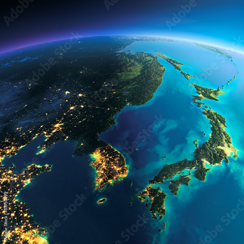 Detailed Earth. Korea and Japan © Anton Balazh