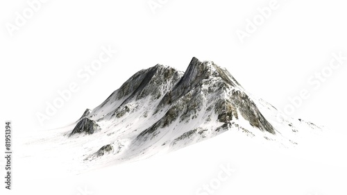 Snowy Mountains - separated on white background photo