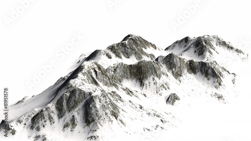 Snowy Mountains - separated on white background photo