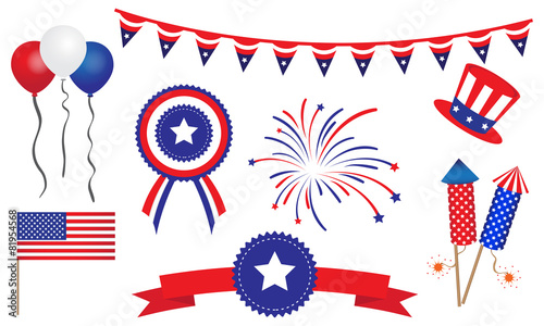 American United States 4th of July Badges Banner