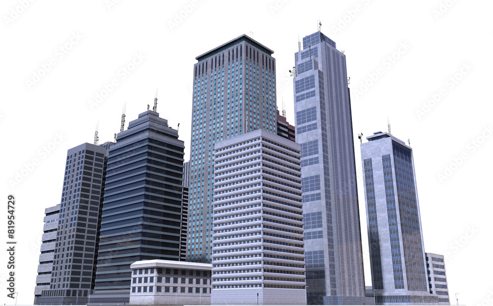 City Buildings Isolated On White City Buildings Isolated On White