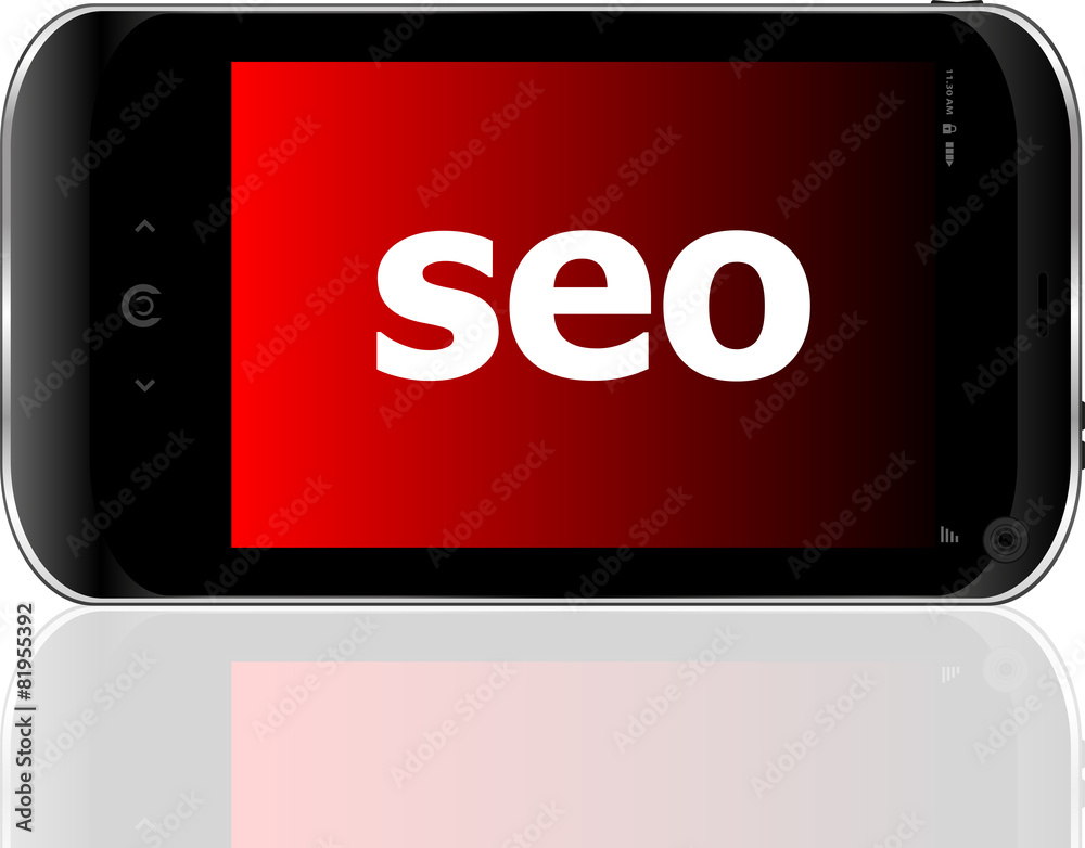 Web development concept: smartphone with word SEO Web development concept: smartphone with word SEO