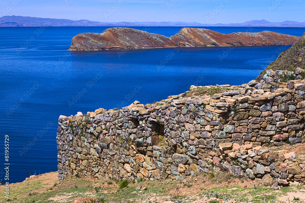 Chinkana ruins on Isla del Sol in Lake Titicaca, Bolivia