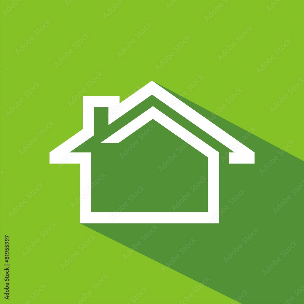Icono casa línea verde sombra Icono casa línea verde sombra