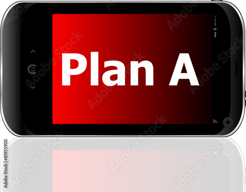 plan a word on smart mobile phone with blue screen vector