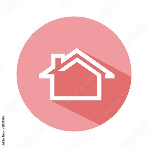 Icono casa línea rosa botón sombra