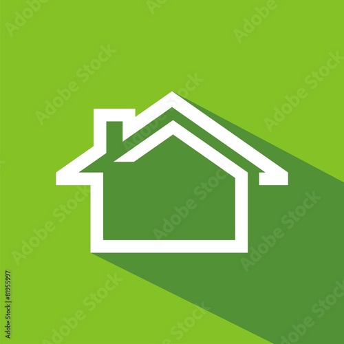 Icono casa línea verde sombra
