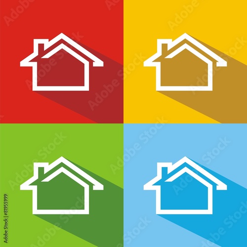 Iconos casa líneas colores sombra