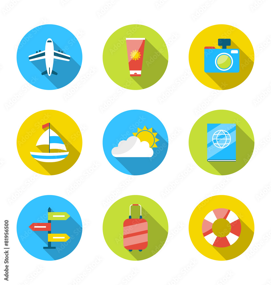 Flat modern set icons of traveling, planning summer vacation, to Flat modern set icons of traveling, planning summer vacation, to