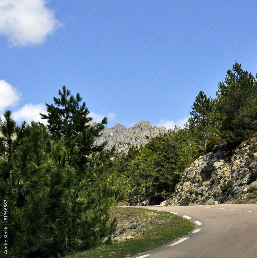 Route de montagne, Corse, fond
