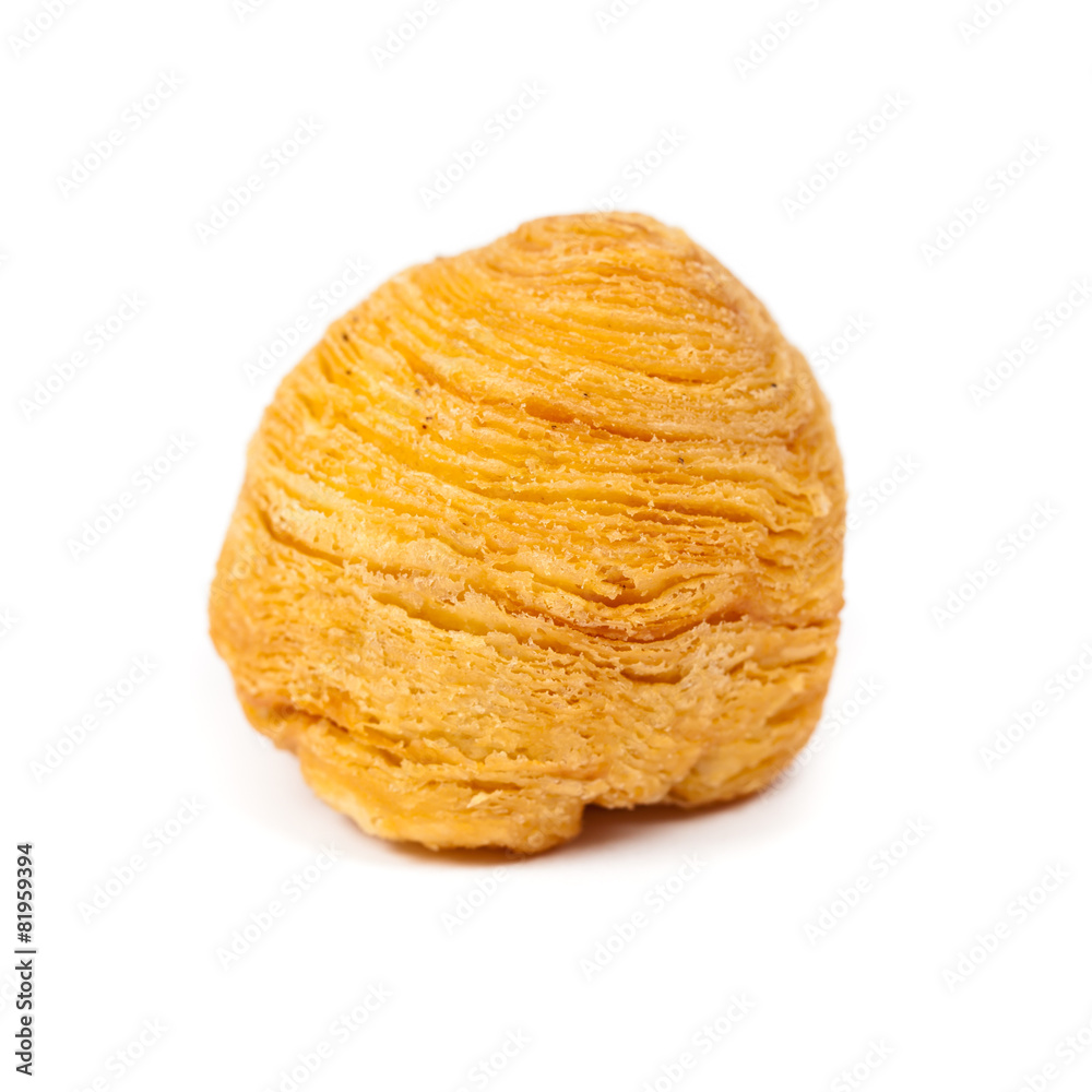 Durian Puff on white background. Macro. Shallow dof. Durian Puff on white background. Macro. Shallow dof.
