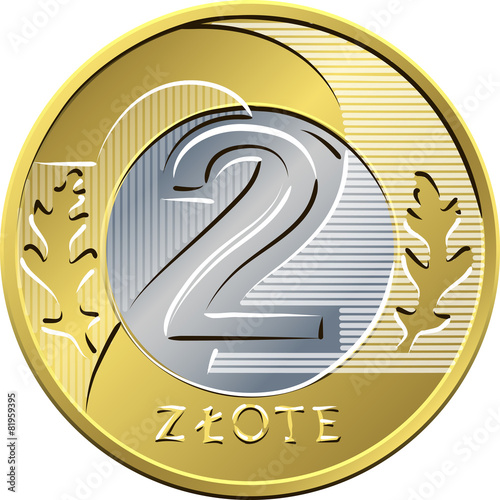 reverse Polish Money two zloty coin