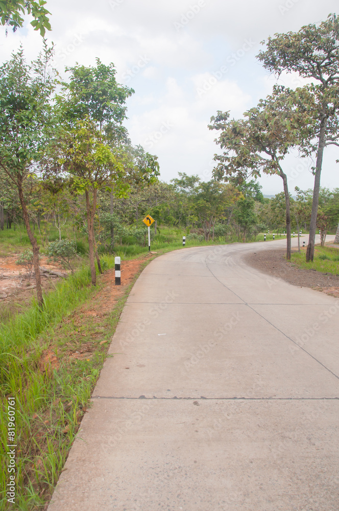 Road to entrance to Siam tulip at Chaiyaphum Province, Thailand