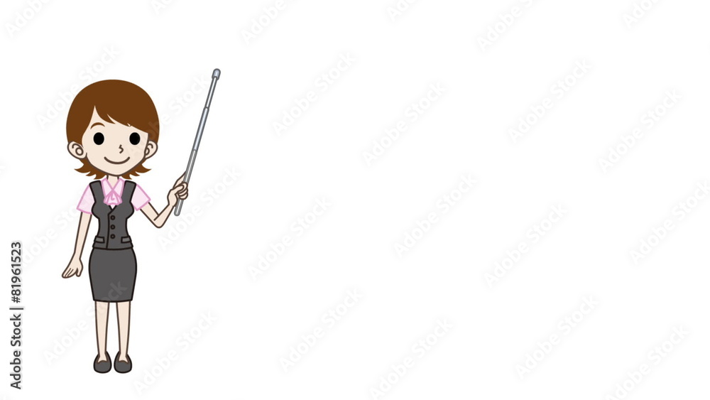 Business women explaining with Pointer Stick-Isolated Business women explaining with Pointer Stick-Isolated
