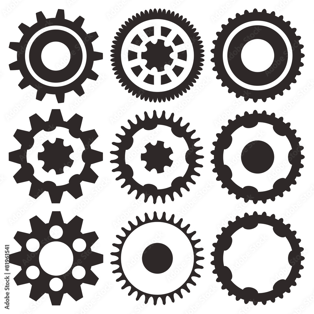 Vector collection of gear wheels