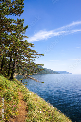 Small trail on the Baikal lake coast
