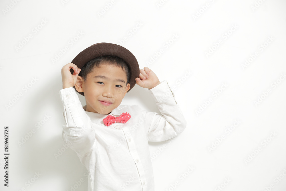 Portrait Fashion Kids pose to camera with white background Portrait Fashion Kids pose to camera with white background