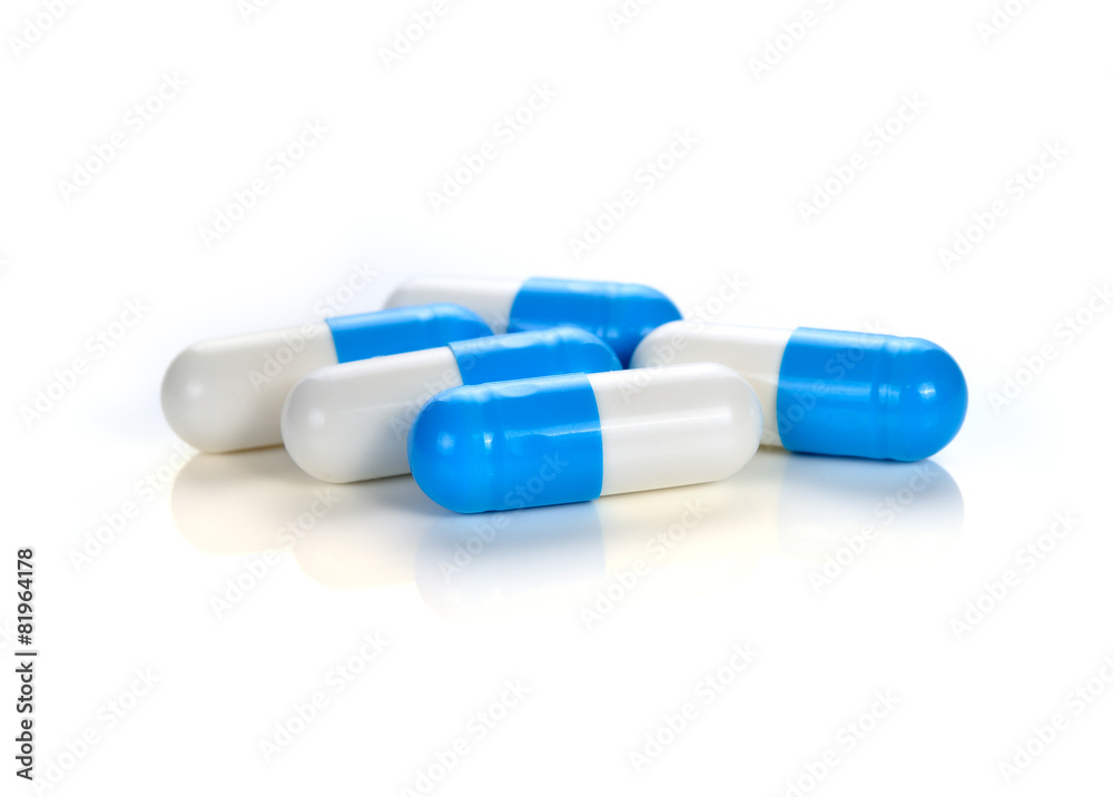 pills capsules on white background
