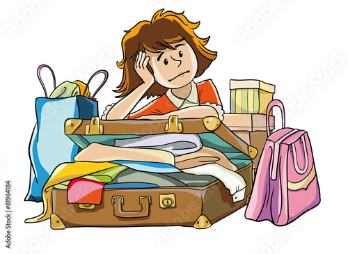 woman puts the suitcase