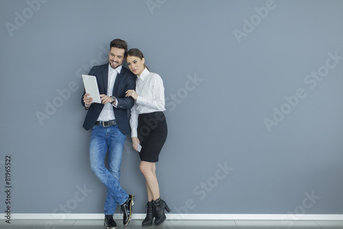 Young people with tablet in...