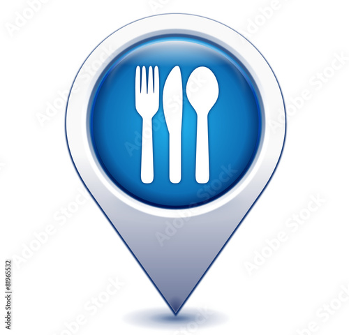 restaurant sur marqueur géolocalisation bleu