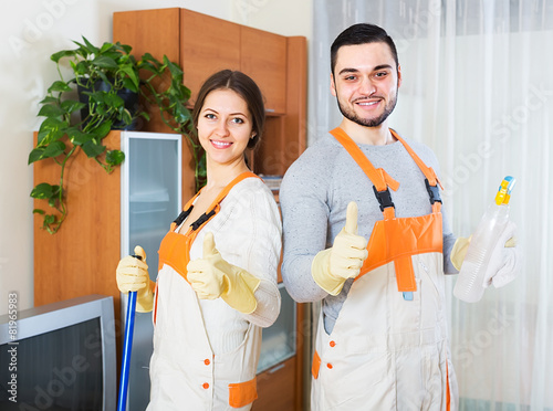 Cleaners  cleaning in room photo