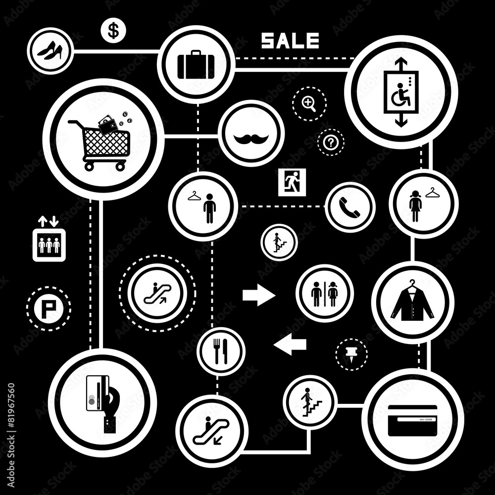 shopping mall icons set shopping mall icons set