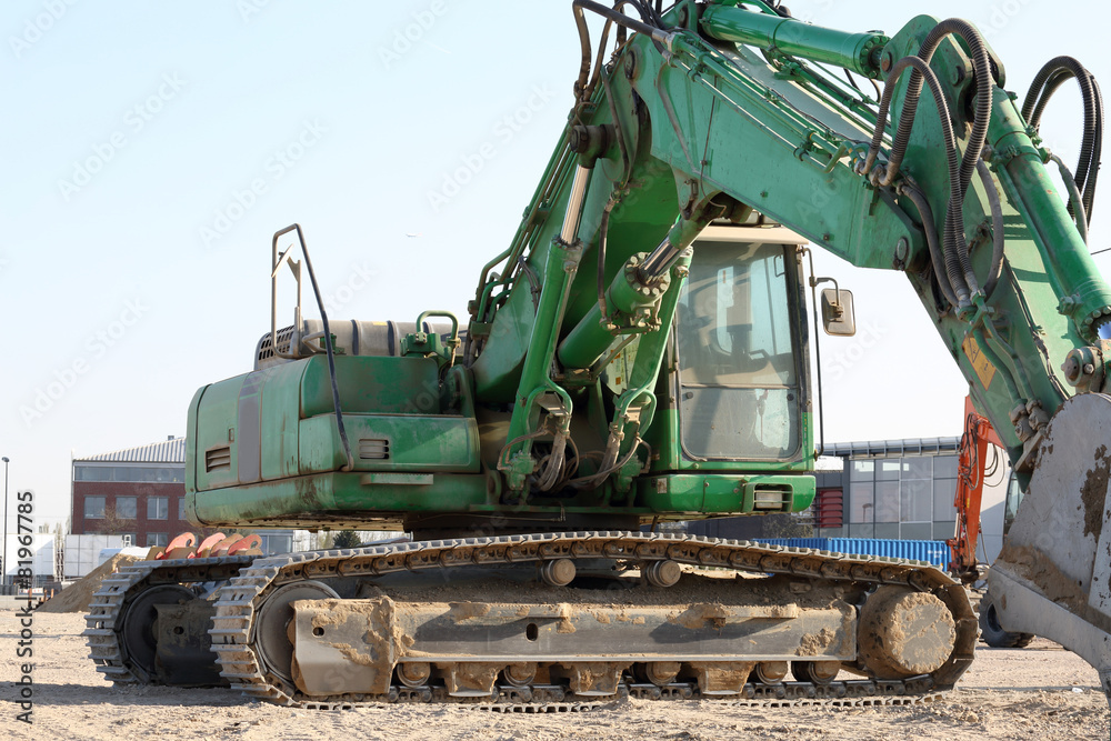 large green excavator