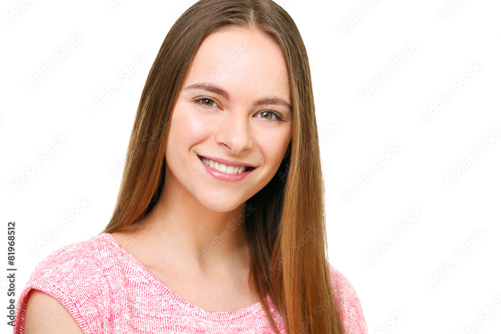 Beautiful young model portrait isolated on white. Beautiful young model portrait isolated on white.