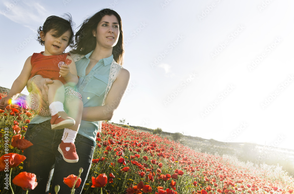 Fotografie Spring motherhood at sunset