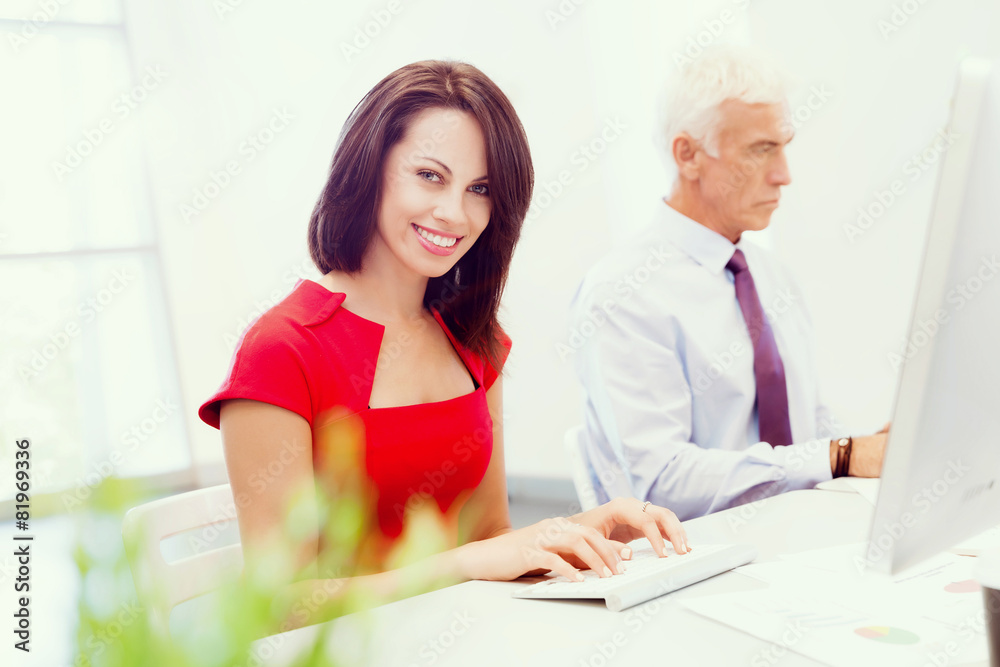 Fototapeta premium Two business collegue in office