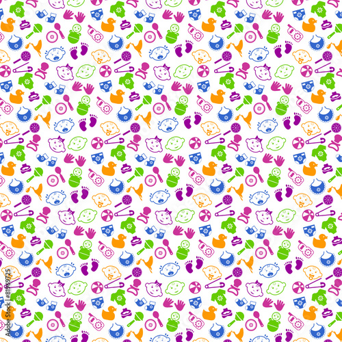 Pattern with babies faces and toys.