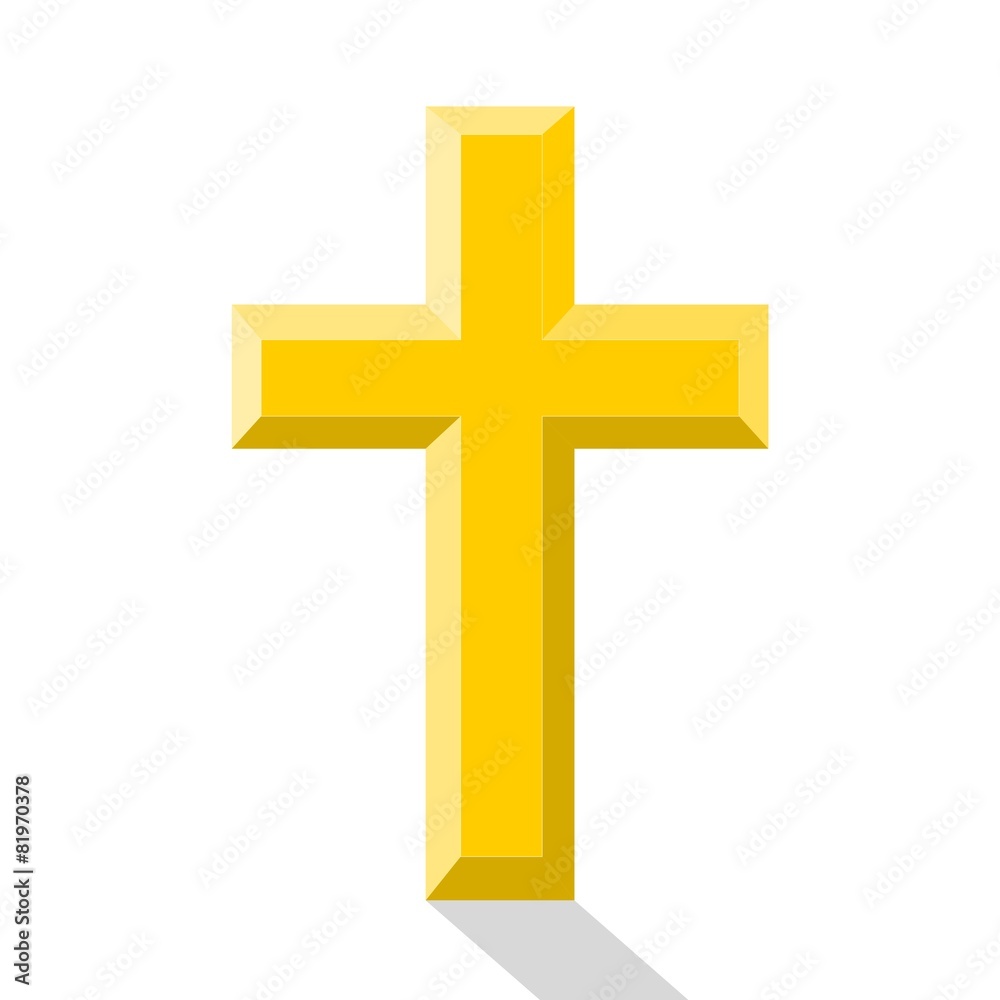 Gold cross with shadow - illustration